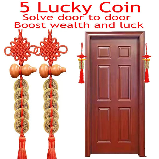 1PCS Feng Shui Decoration Five Emperors Money East And Northwest Home Decor Authentic Gourd Pendant Town House Talisman Coin