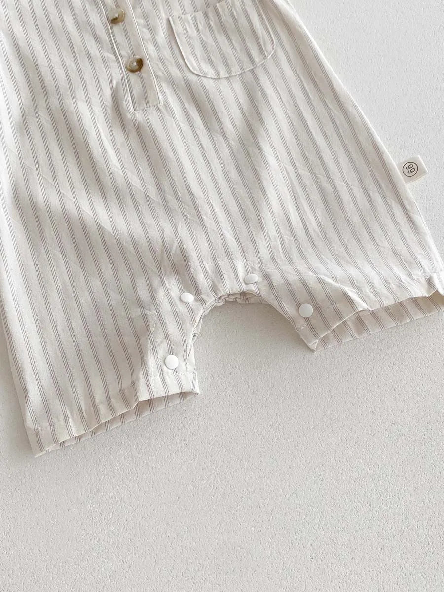 Korean Style Newborn Bodysuit Striped Sleeveless Baby Romper with Hat Two Piece 0-24 Months Infant Onesie