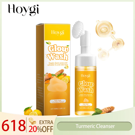 Hoygi Turmeric Facial Cleanser Natural Organic Gentle Formula Deep Cleanse Oil-Control Anti-Oxidant Brightening All Skin Types