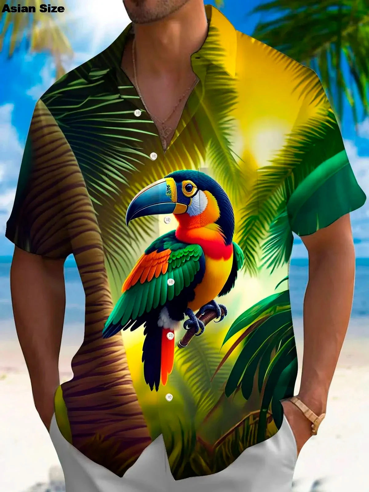 Flamingo Parrot 3D Print Hawaiian Shirt Men Women Fashion Turn Down Beach Shirts 2025 Blouse Vocation Turn Down Collar Camisa