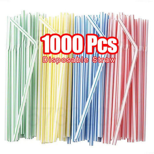 100-1000PCS Drinking Straws Colorful & Black rietjes Flexible Wedding Party Supplies Drinking Beverage Straws Kitchen Wholesale