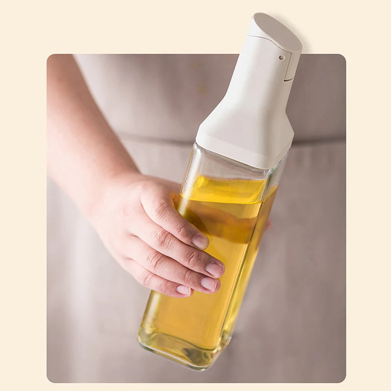 500ml Square Open and Close Oil Pot Kitchen Sauce Vinegar Olive Oil Glass Seasoning Bottle