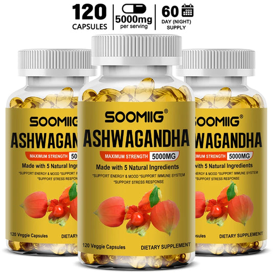 Organic Ashwagandha - Stress Relief & Immune Support Supplement, Supports Balanced Energy Levels, NON-GMO Vegan Capsules