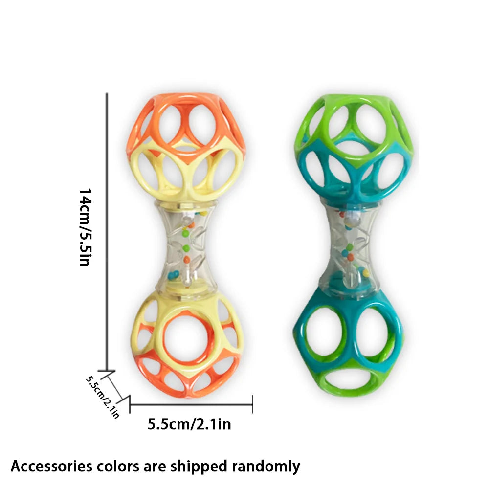 Baby Teether Rattle & Shake Barbell Toy, Ages 3 Months and Up(Random Color)