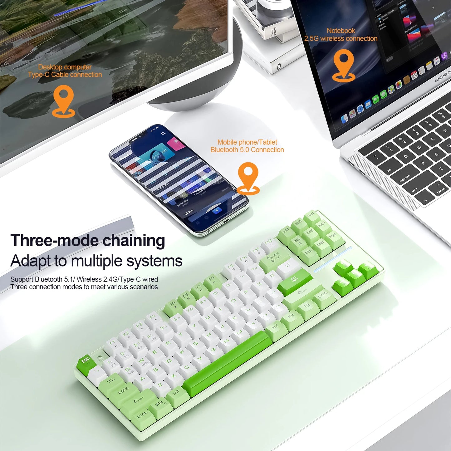 SMAILWOLF MK87 Bluetooth wireless mechanical keyboard E-sports game full key hot plug custom keyboard