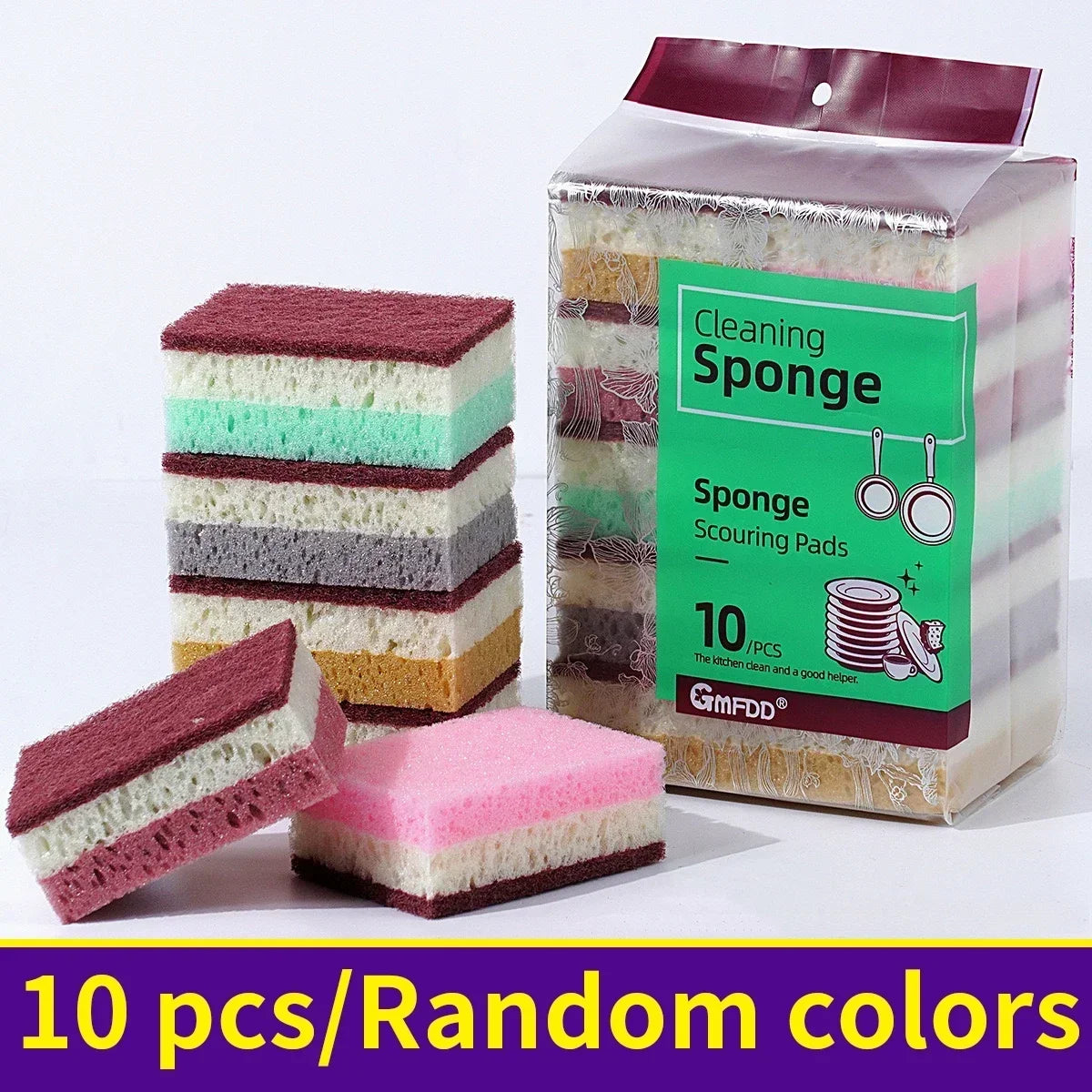 3-10pcs High density porous seaweed elastic magic wipe cleaning dishwashing sponge brush multifunctional kitchen tool