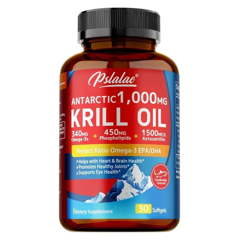 Antarctic Krill Oil Astaxanthin Capsules(EPA, DHA) - Supports Heart and Brain Health, Joint & Muscle Health, Natural Antioxidant