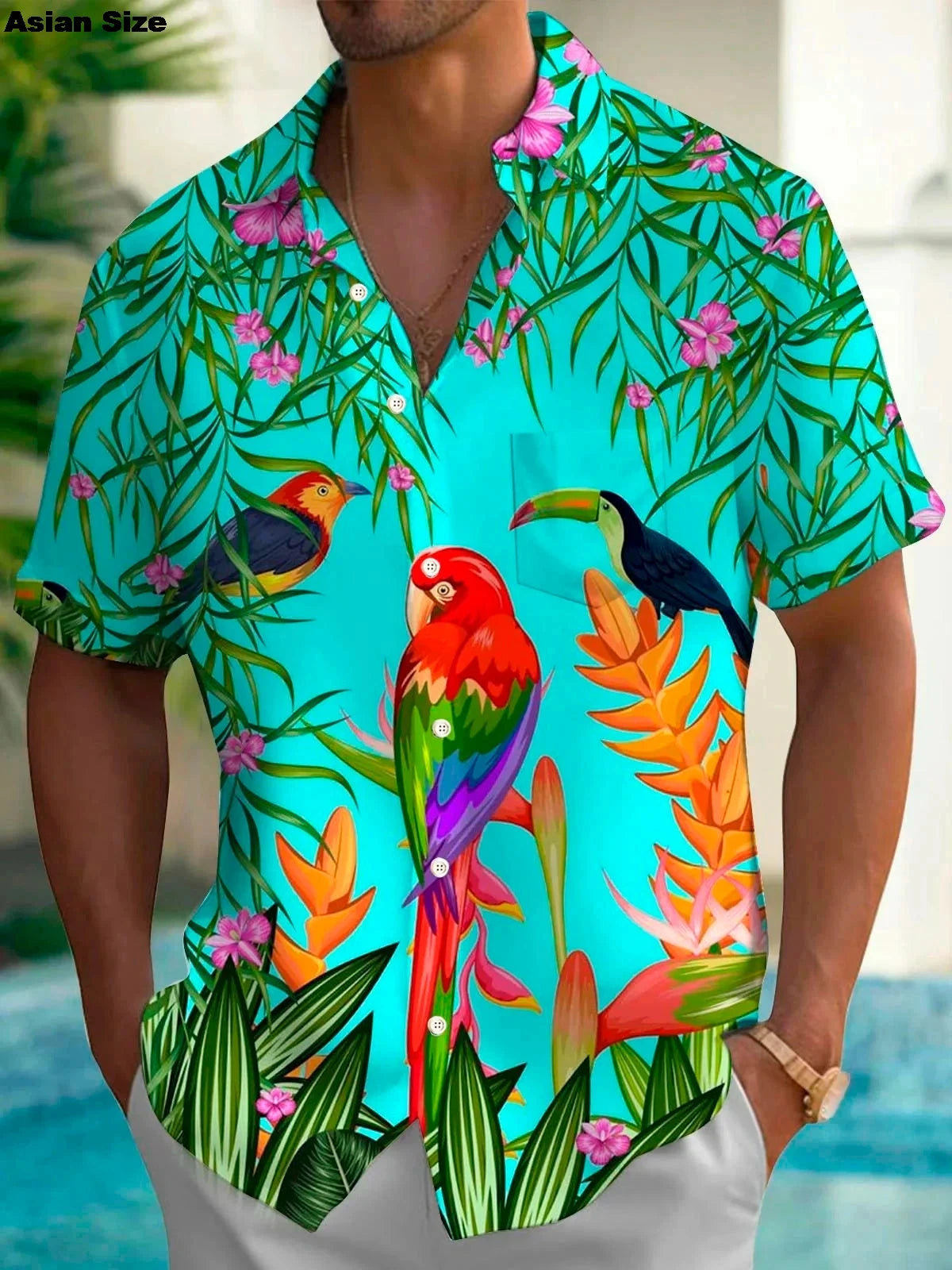 Flamingo Parrot 3D Print Hawaiian Shirt Men Women Fashion Turn Down Beach Shirts 2025 Blouse Vocation Turn Down Collar Camisa