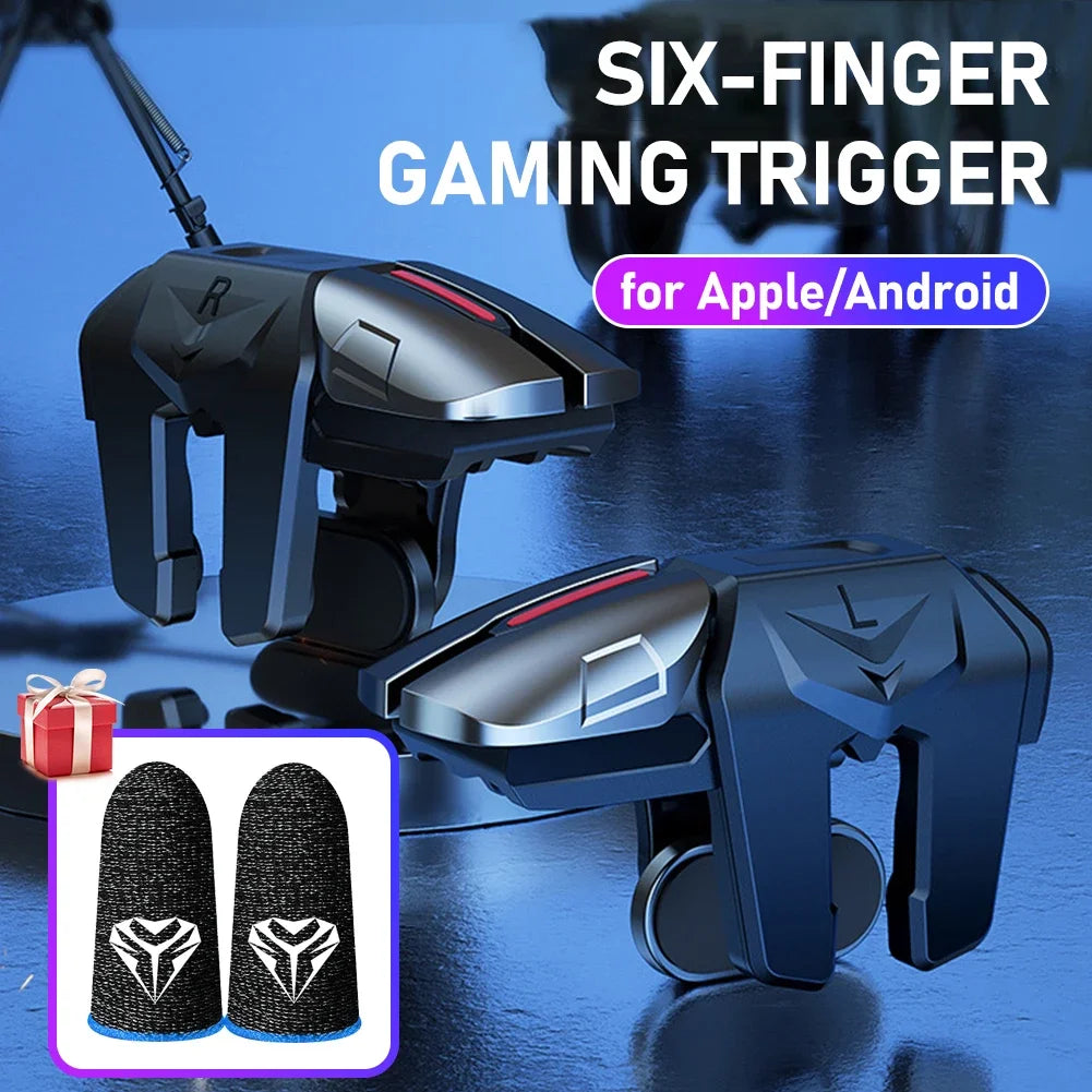 G21 Mobile Phone Game Trigger Gamepad Joystick 6-Finger Aim Shooting L1 R1 Key Button Game Fingertips For PUBG Game Controller