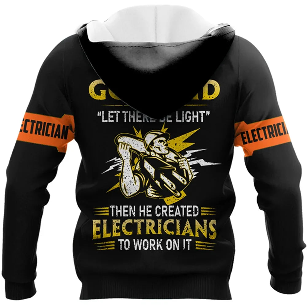 HX Fashion Mens Hoodies 3D Graphic I Am An Electrician Printed Sweatshirts Long Sleeve Pocket Pullovers Harajuku Men Clothing