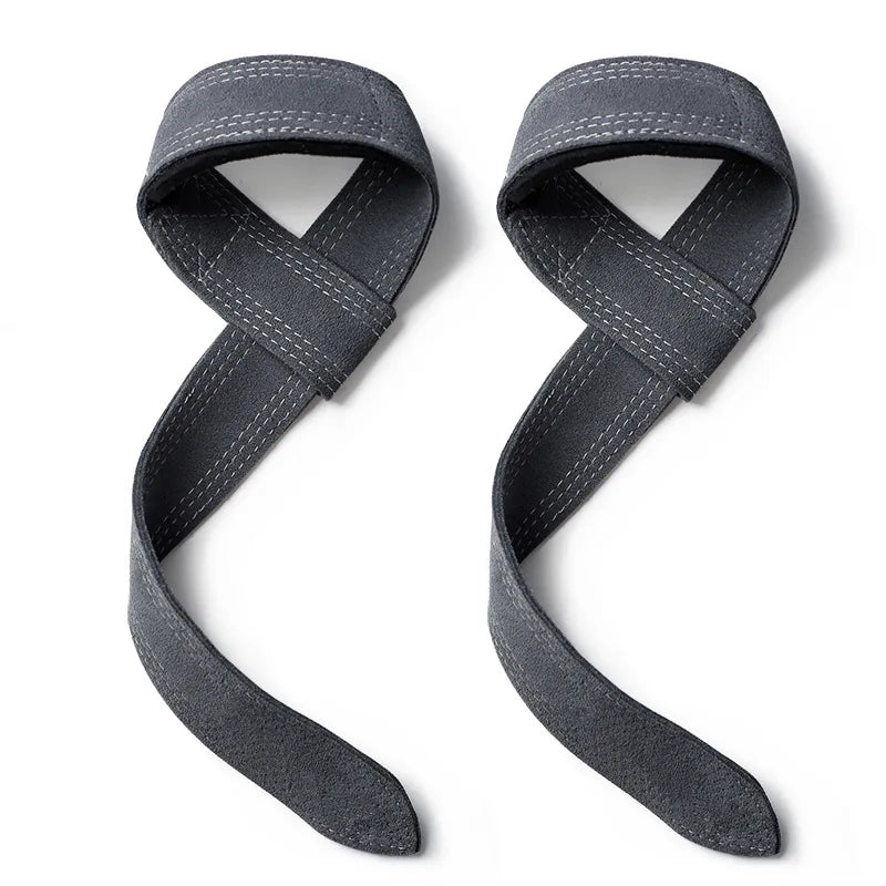 Leather Weight lifting Wrist Straps Fitness Bodybuilding Training Gym lifting straps with Non Slip Cowhide Grip