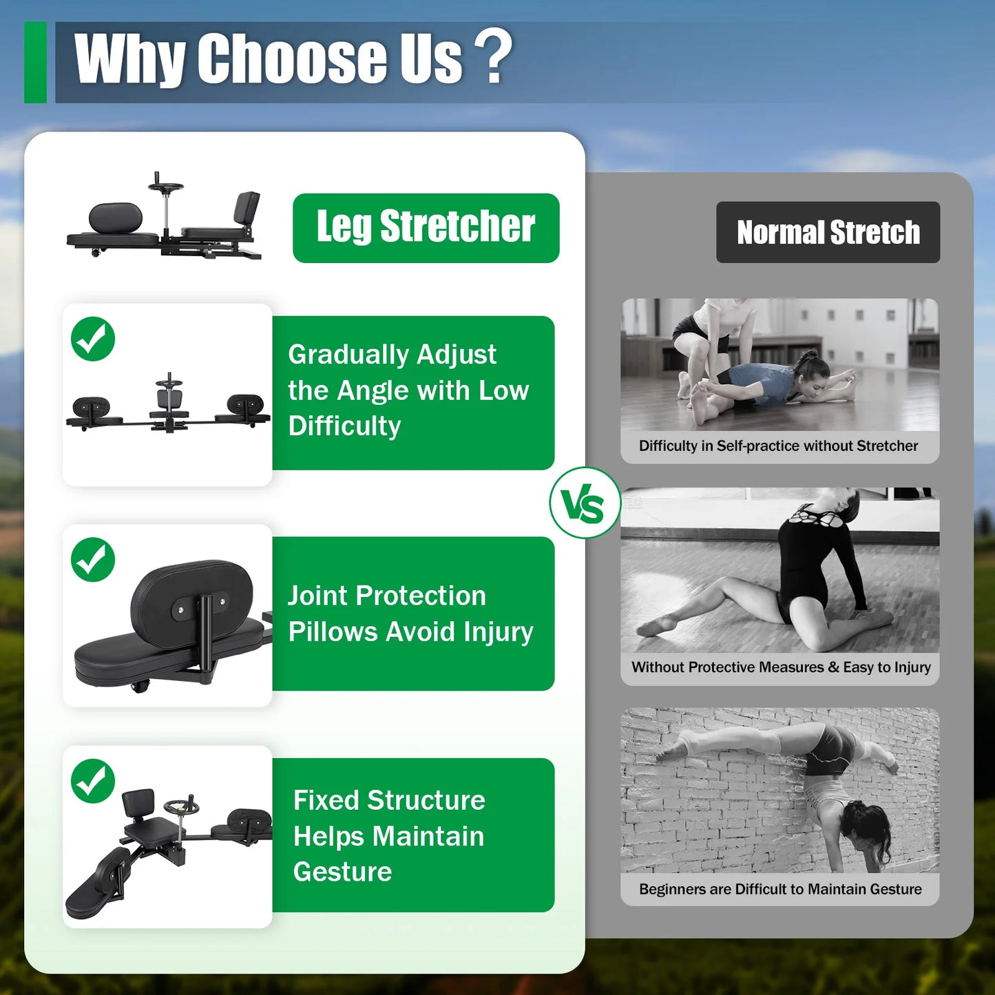 220lbs Leg Stretcher Fitness Training Equipment Yoga Split Leg Stretching Machine Mechanical Stretching Home Gym Exercise