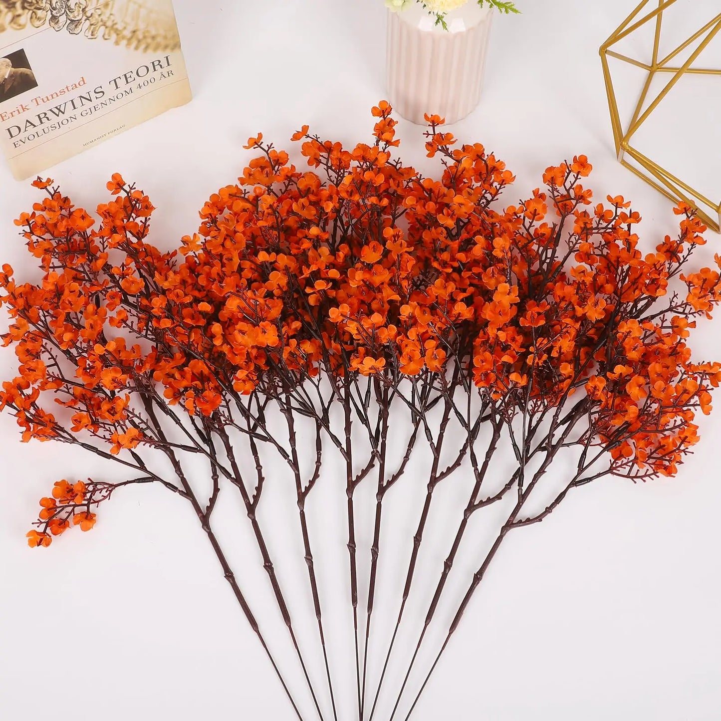 5Pcs Artificial Flowers Fall Babys Breath Fake Plants Home Wedding Centerpiece Table Thanksgiving Party Autumn Room Decorations