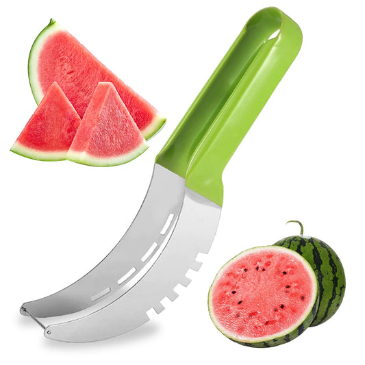 Stainless Steel Safe Efficient Watermelon Slicer Server with Non-Slip Handle Kitchen Fruit Slicer Cutter Tool Fruit Corer Cutter