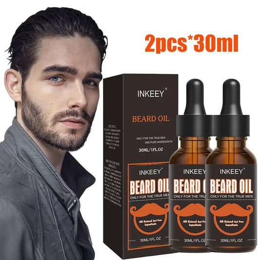 2PCS Beard Care Oil For Men Natural Organic Beard Care Fast Shine Soften Beard Strengthens Mustaches Smooth Nourishing Hair Care