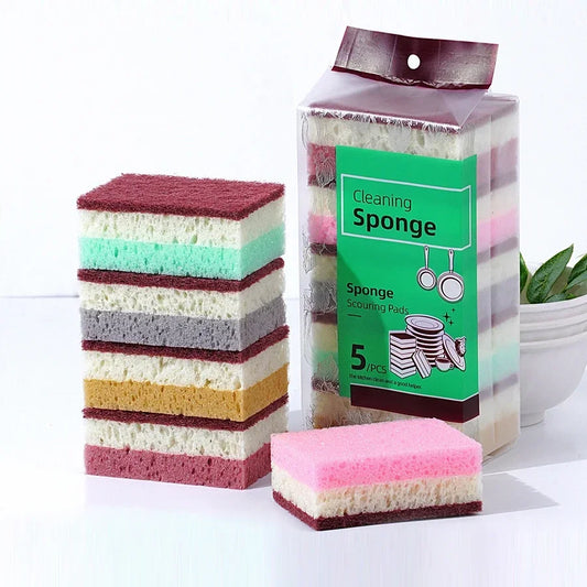 3-10pcs High density porous seaweed elastic magic wipe cleaning dishwashing sponge brush multifunctional kitchen tool