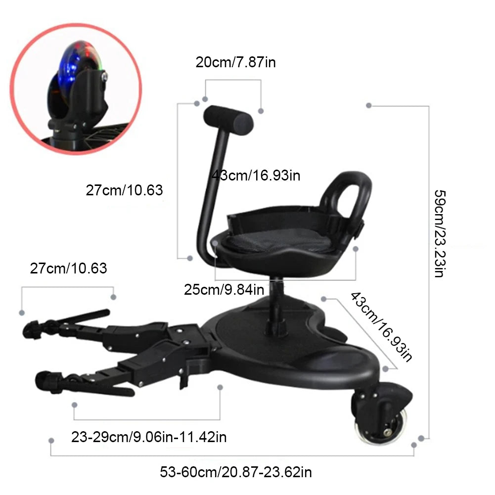 Universal Baby Strollers Pedal Adapter Twins Scooter Hitchhiker Second Child Standing Plate with Seat