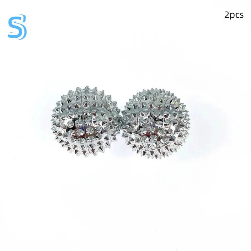 1 Pair Yoga Fitness Spiky Massage Balls - Durable Trigger Point Tool for Hand/Foot Pain Relief, Magnetic Therapy