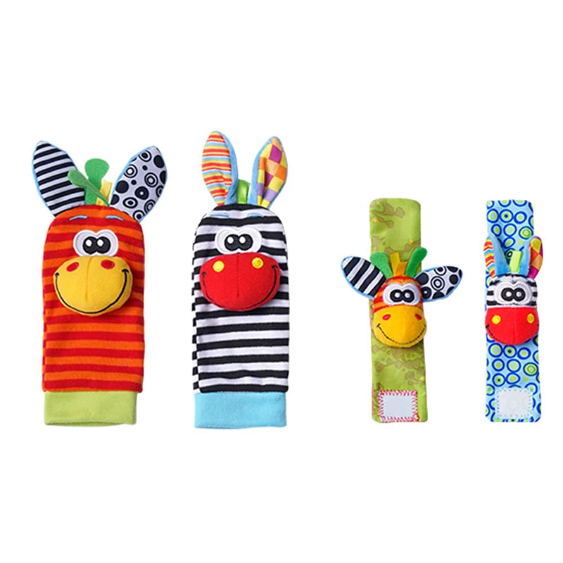 1 Set Baby Rattles Toys Infant Toys 0-6 Months Cute Stuffed Animals Wrist Rattle Foot Finder Socks Newborn Toys Baby boy Gifts
