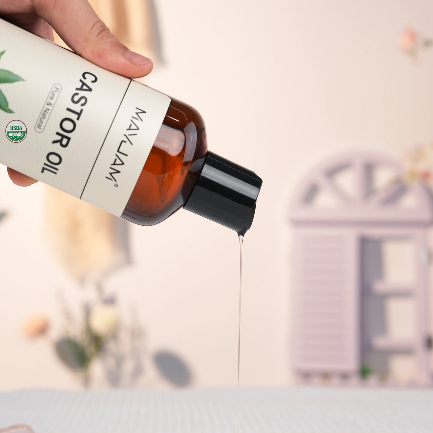 Organic Castor Oil Cold Pressed Massage Body Moisturizes Skin Nourish Hair Eyelash Nail Growth 16fl.oz Pure Natural Carrier Oil