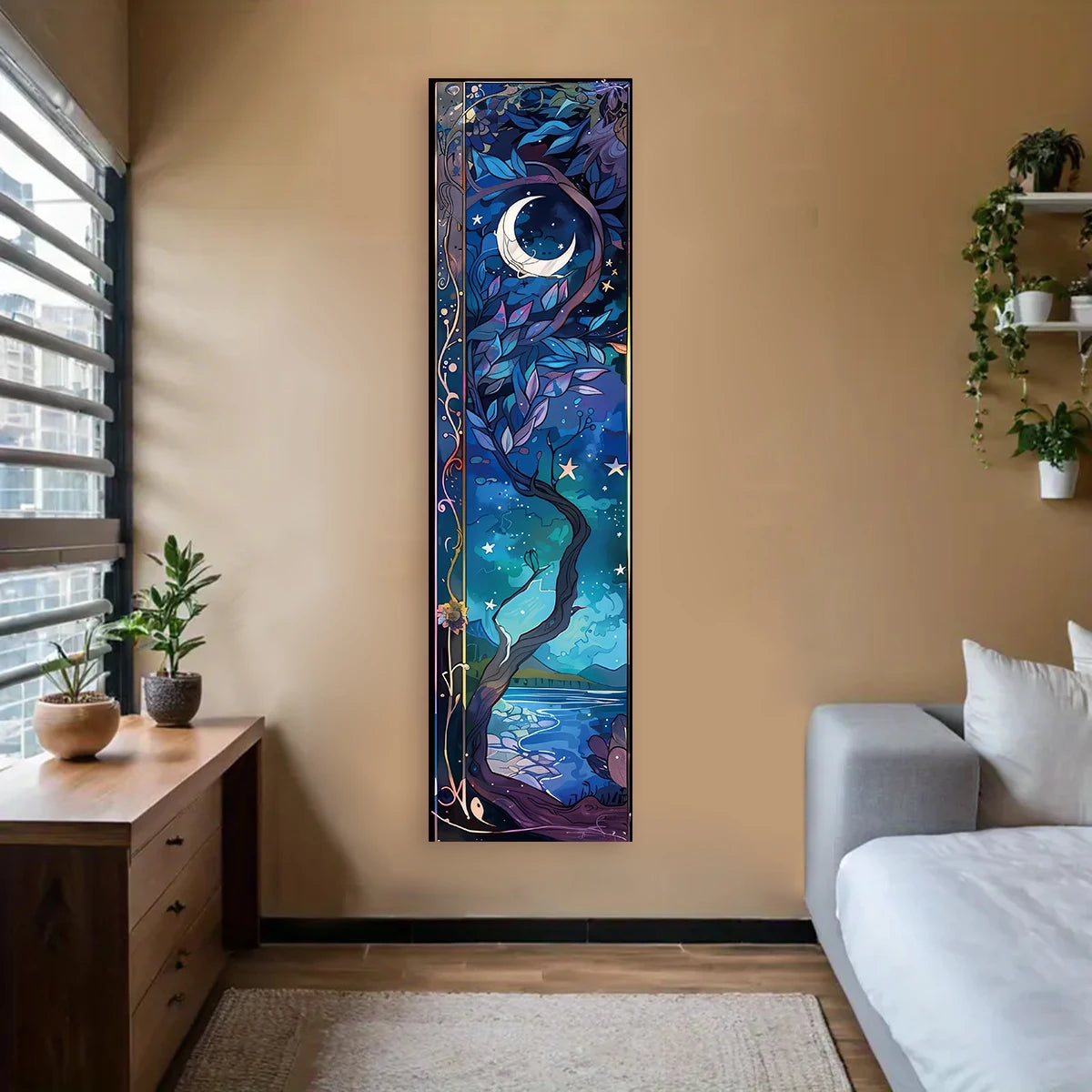 Gothic Witchy Sun & Moon Vertical Tapestry Black And White Butterfly Wall Hanging For Living Room, Bedroom Aesthetic Home Decor