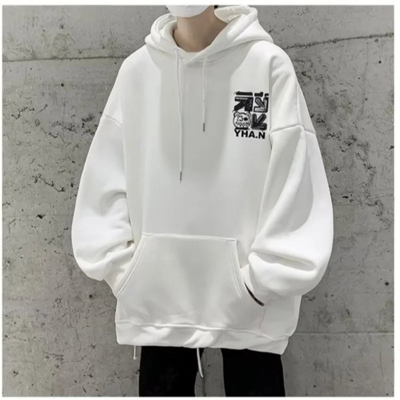 【SIze M-8XL Hoodies】2025 New Men Fashion Cartoon graffiti Letter Print cotton Casual Velvet Oversize Jacket Couple Clothes