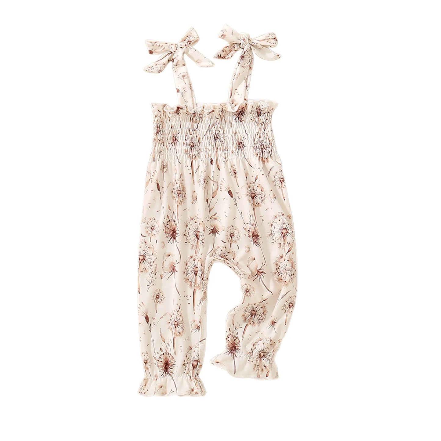 0-24M Baby Girls Floral Jumpsuits Tie-up Suspender Pants Overalls Infant Romper Toddler Summer Clothes 2024 New