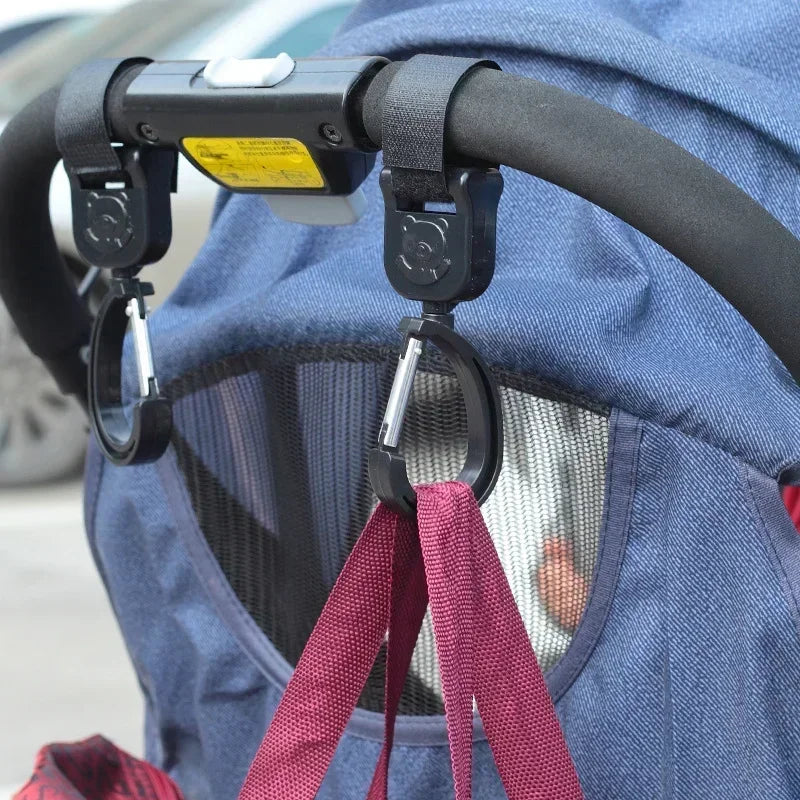 360 Degree Cart Organizer Storage Bag Hanger Universal Outdoor Stroller Accessories Baby Pram Hooks Rotate Hanging Bag