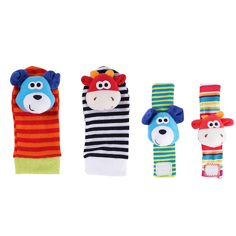 1 Set Baby Rattles Toys Infant Toys 0-6 Months Cute Stuffed Animals Wrist Rattle Foot Finder Socks Newborn Toys Baby boy Gifts