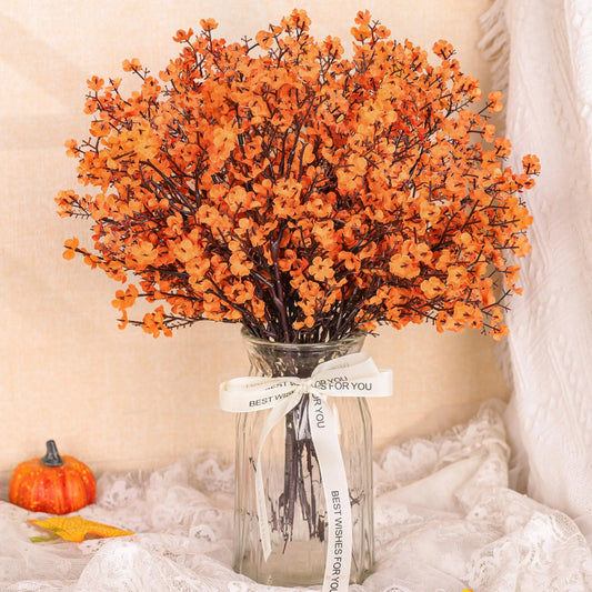 5Pcs Artificial Flowers Fall Babys Breath Fake Plants Home Wedding Centerpiece Table Thanksgiving Party Autumn Room Decorations