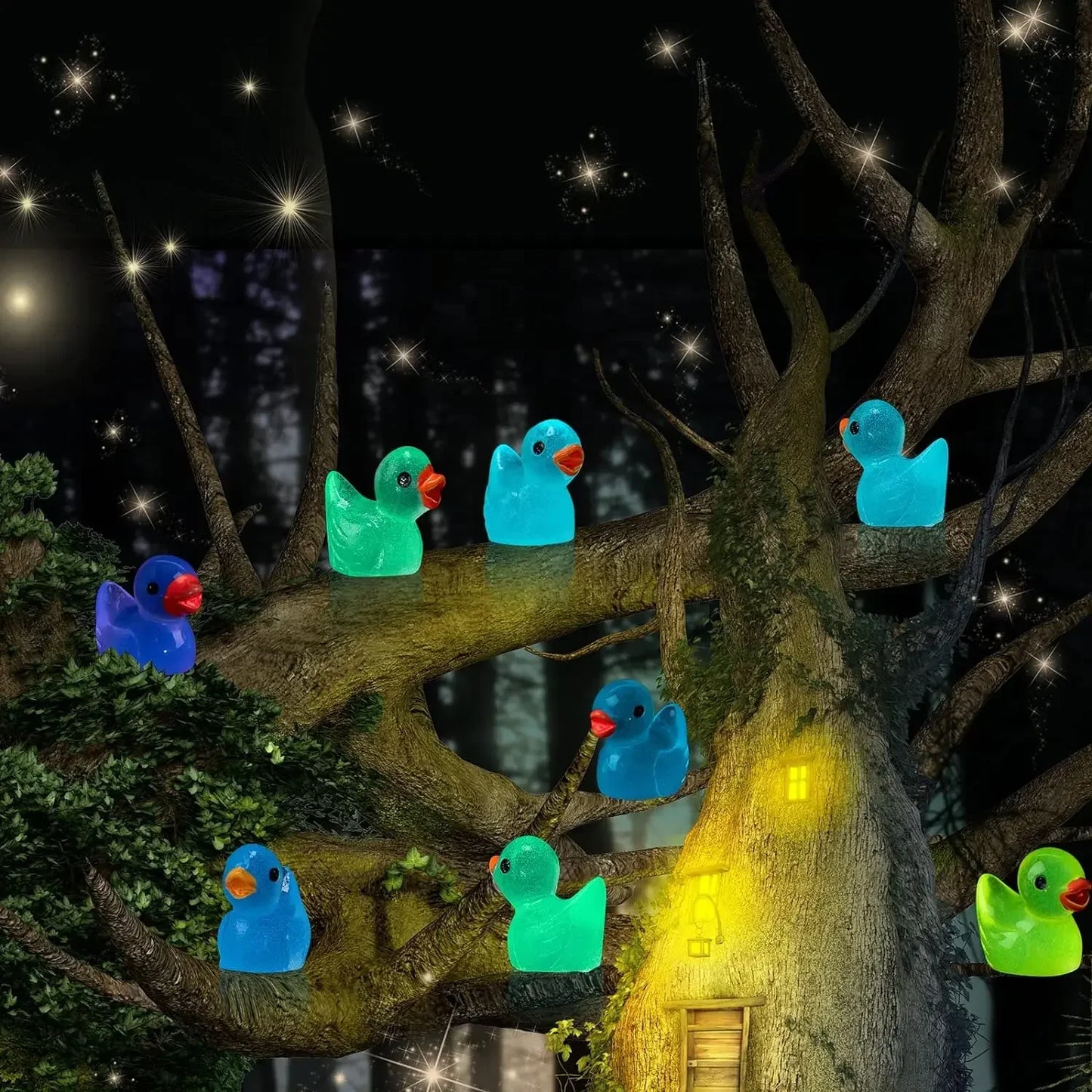 200/100/50pcs Luminous Mini Ducks Moss Microlandscape Miniature Duck Figurines Fairy Garden Access Home Decor Glow in The Dark