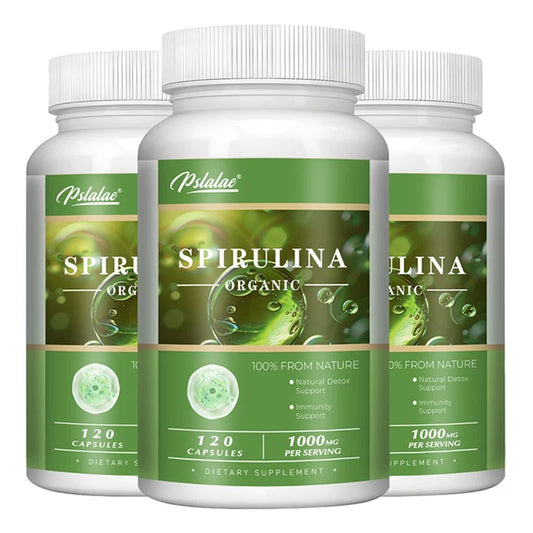 Organic Spirulina Capsules - Green Superfood - Heart Support, Cardiovascular, Eye & Brain Health