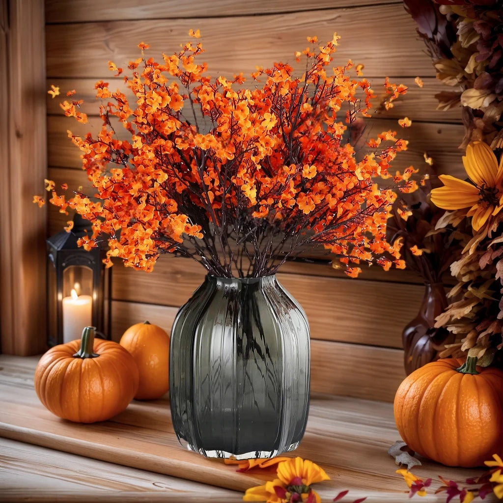 5Pcs Artificial Flowers Fall Babys Breath Fake Plants Home Wedding Centerpiece Table Thanksgiving Party Autumn Room Decorations