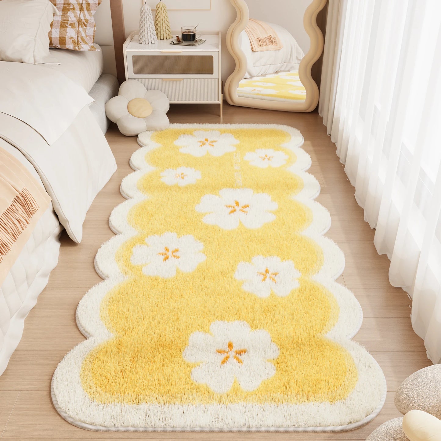 Checkerboard Carpets for Living Room Cute Bedroom Decor Carpet Fluffy Soft Irregular Bedside Plush Rug Home Thickened Floor Mat