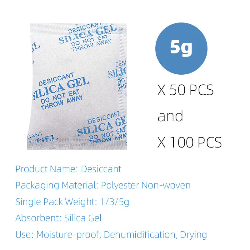 2/5/10/20/30g Package Non Toxic Silica Gel Desiccant Damp Kitchen Room Living Moisture Dehumidifier Absorber Bag
