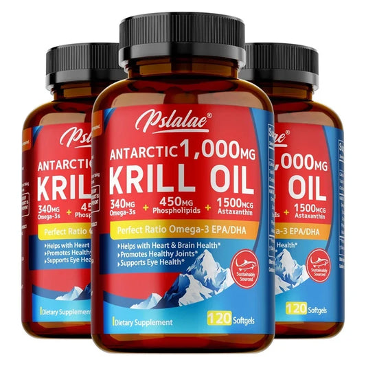 Antarctic Krill Oil Astaxanthin Capsules(EPA, DHA) - Supports Heart and Brain Health, Joint & Muscle Health, Natural Antioxidant