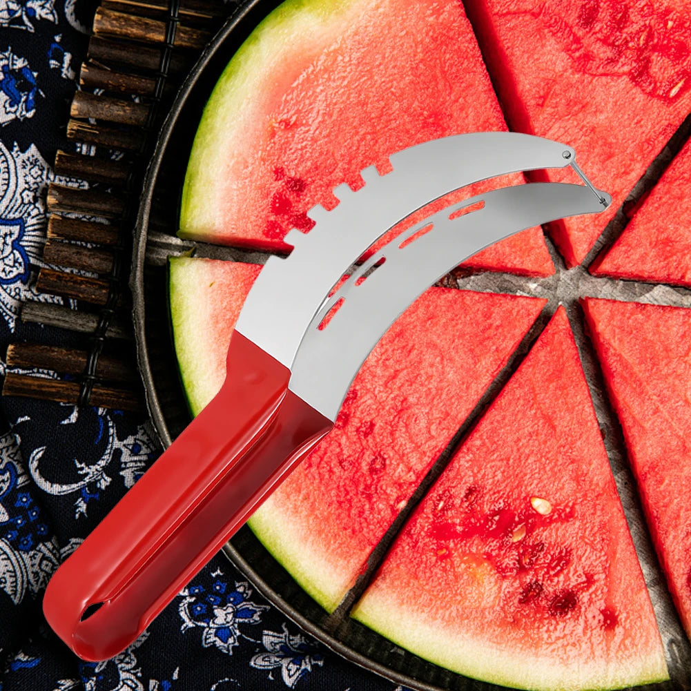Stainless Steel Safe Efficient Watermelon Slicer Server with Non-Slip Handle Kitchen Fruit Slicer Cutter Tool Fruit Corer Cutter