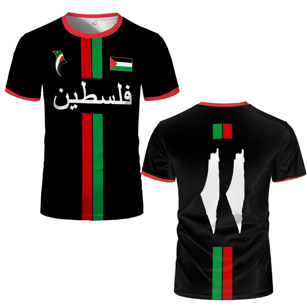 Palestine Football T Shirts Summer Fashion Short Sleeve Palestinian Flag 3D Printed T-shirts Casual O Neck Loose Mens Tops Tees