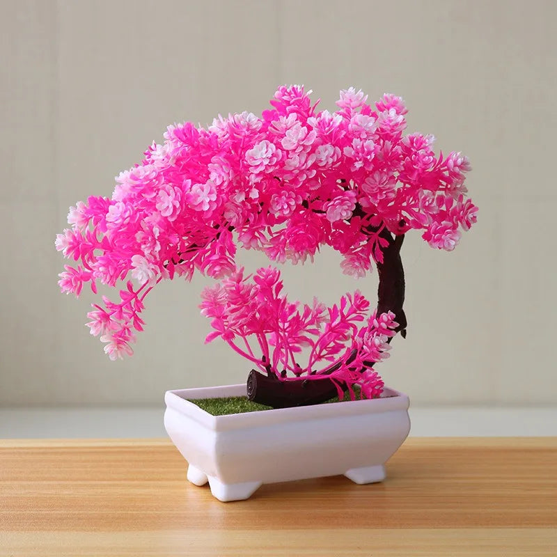 Artificial Plastic Plants Bonsai Small Tree Fake Flower Room Living Room Table Decoration Home Wedding Garden Decor Ornaments