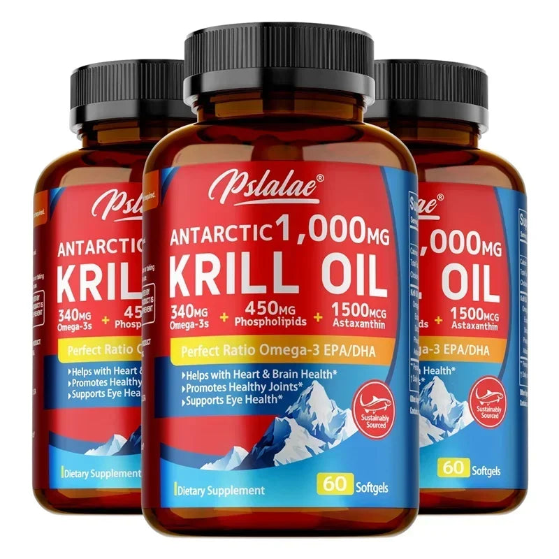 Antarctic Krill Oil Astaxanthin Capsules(EPA, DHA) - Supports Heart and Brain Health, Joint & Muscle Health, Natural Antioxidant