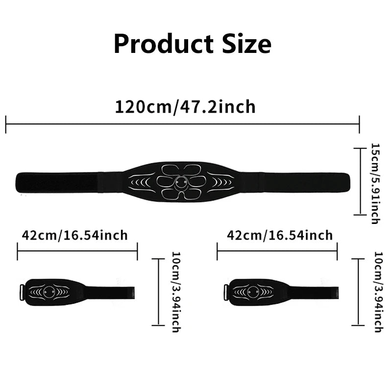 Smart EMS Muscle Stimulator Abdominal Toning Belt Abs Muscle Toner Arm Waist Weight Loss Body Fitness Massager USB Chargeable