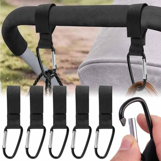 2/3/5pcs Baby Stroller Hook Strollers Accessory Aluminum Alloy Hooks Hook and Loop Fasteners Diaper Bag Hanger Organizer Hook