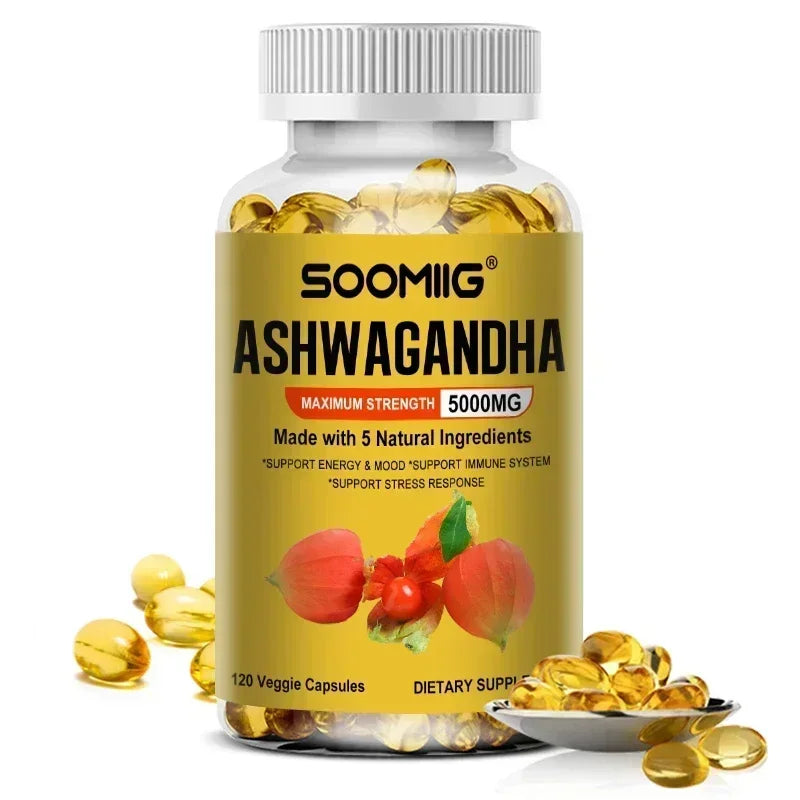 Organic Ashwagandha - Stress Relief & Immune Support Supplement, Supports Balanced Energy Levels, NON-GMO Vegan Capsules