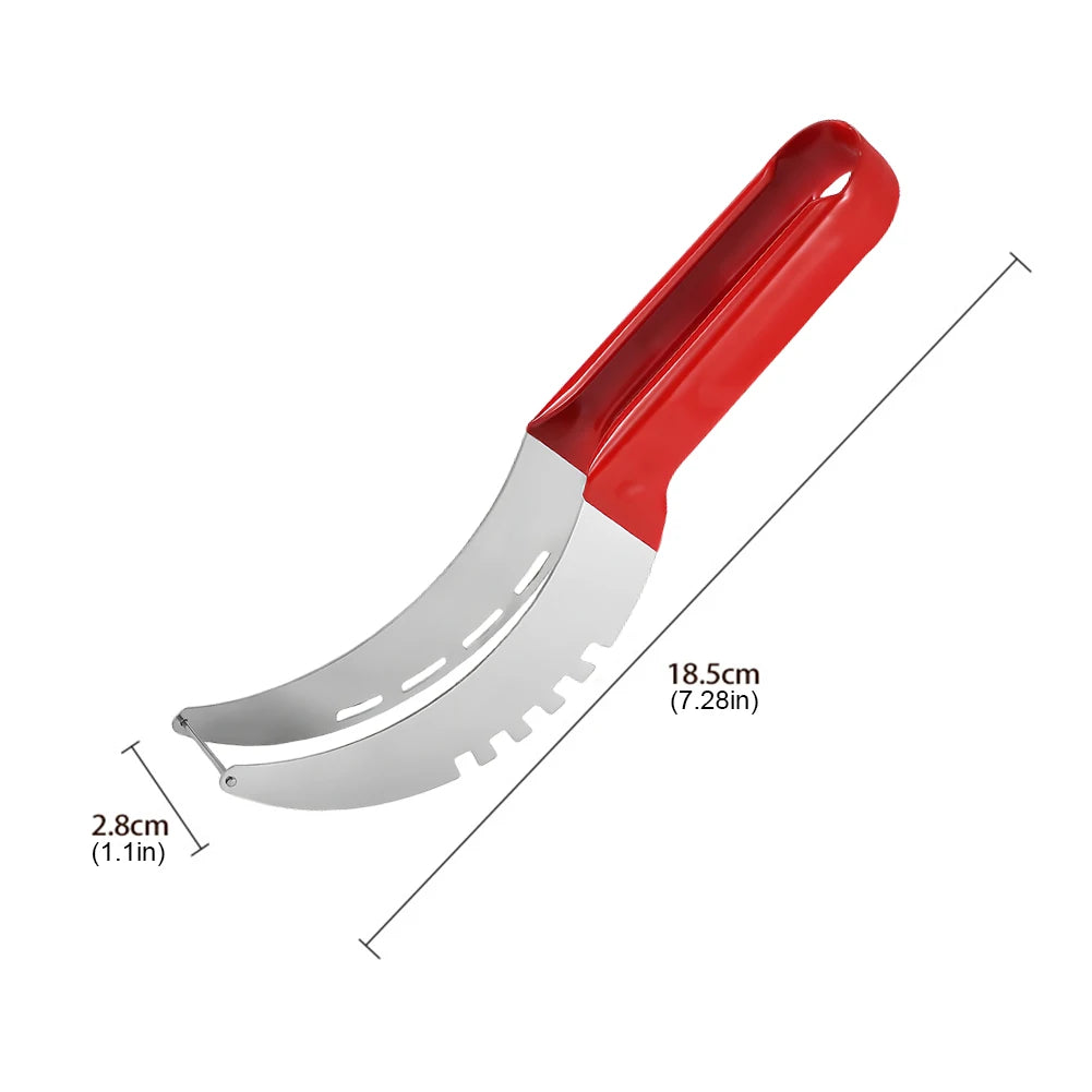 Stainless Steel Safe Efficient Watermelon Slicer Server with Non-Slip Handle Kitchen Fruit Slicer Cutter Tool Fruit Corer Cutter