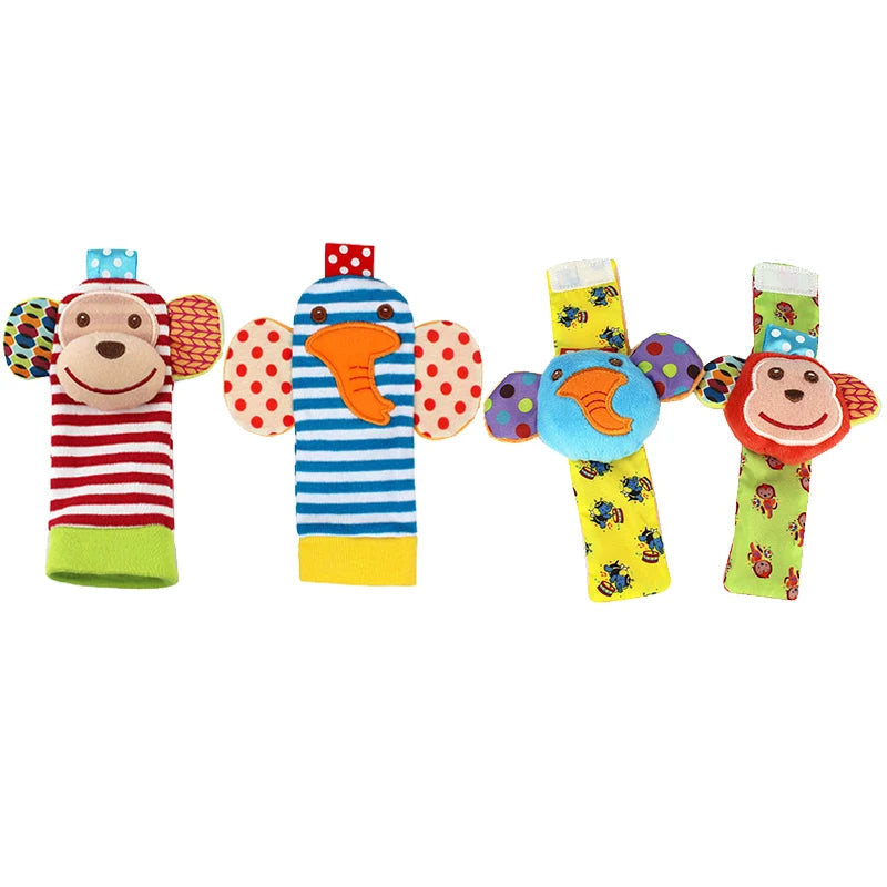 1 Set Baby Rattles Toys Infant Toys 0-6 Months Cute Stuffed Animals Wrist Rattle Foot Finder Socks Newborn Toys Baby boy Gifts