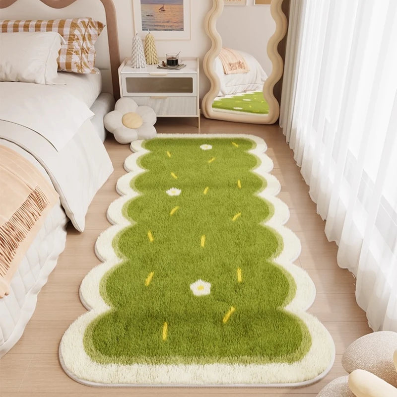 Checkerboard Carpets for Living Room Cute Bedroom Decor Carpet Fluffy Soft Irregular Bedside Plush Rug Home Thickened Floor Mat