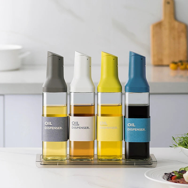 500ml Square Open and Close Oil Pot Kitchen Sauce Vinegar Olive Oil Glass Seasoning Bottle