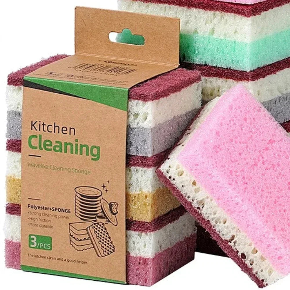 3-10pcs High density porous seaweed elastic magic wipe cleaning dishwashing sponge brush multifunctional kitchen tool