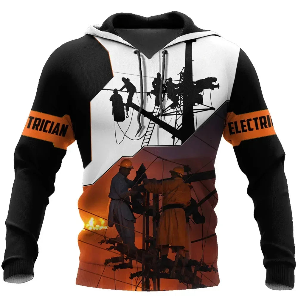 HX Fashion Mens Hoodies 3D Graphic I Am An Electrician Printed Sweatshirts Long Sleeve Pocket Pullovers Harajuku Men Clothing