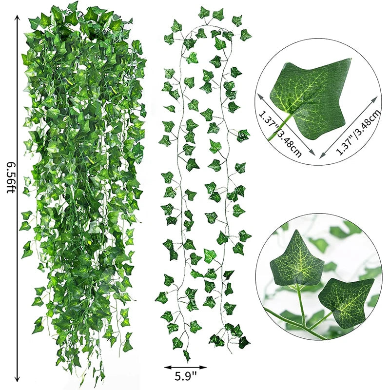 2/4/6/8/10M Artificial Plant Leaves Vine Green Fake Creeper Leaf Ivy String for Home Decor Hanging Wedding Decoration Garland